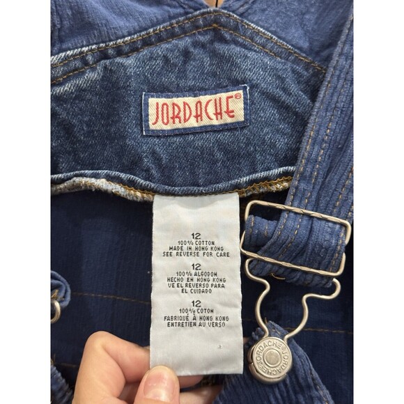 Vintage Jordache 90s Blue Denim & Courdory Overalls Conductor Train Youth Sz 12 - Picture 4 of 4